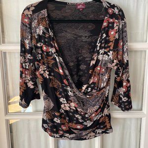 Salaam Clothing Print Wrap Top XL EUC